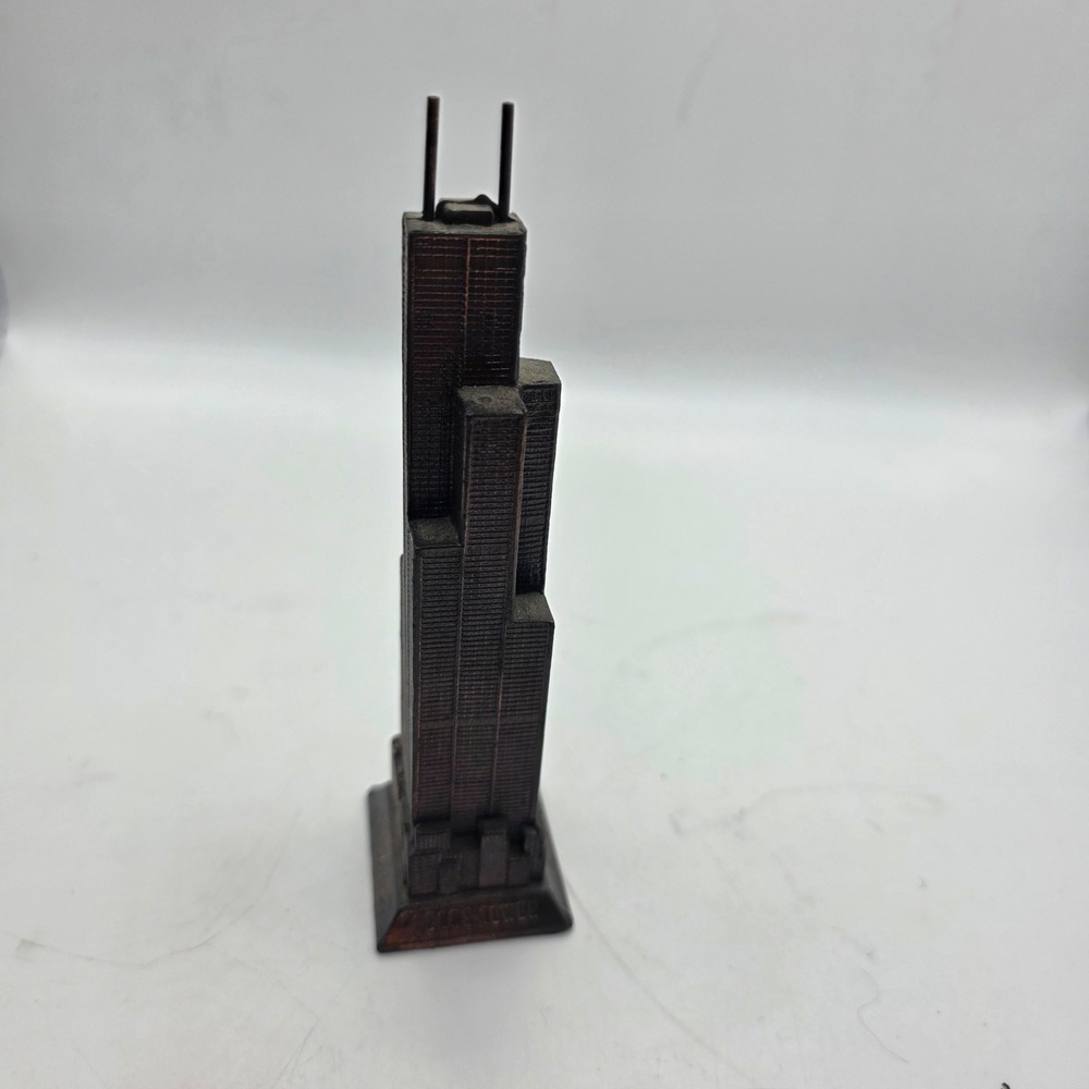 Vintage Sears Tower Chicago Metal Souvenir Building Skyscraper Model Bronze Tone